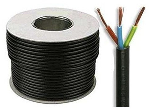 Black 3183Y 3 Core 1.0mm 10 Amp PVC Flexible Cable Cut To Length Flex (100 Meters)