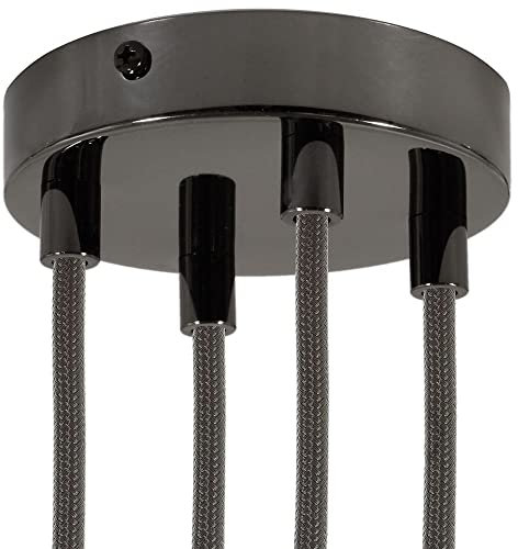 creative cables - Zylindrischer 4-Loch-Lampenbaldachin Kit aus Metall - Zylindrisch, Schwarz Perle
