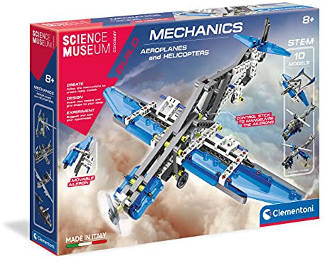 Clementoni 61326, Science Museum Mechanics Laboratory Aeroplanes and Helicopters Science Kit for children, Ages 8 years plus, Multicolor, 39.6 x 27.8 x 6 centimetres