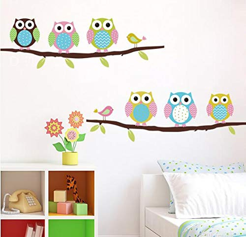 HALLOBO® Wandtattoo Eulen auf AST Wandaufkleber Wandsticker Kinderzimmer Kinder Baby Wohnzimmer Esszimmer Korridor