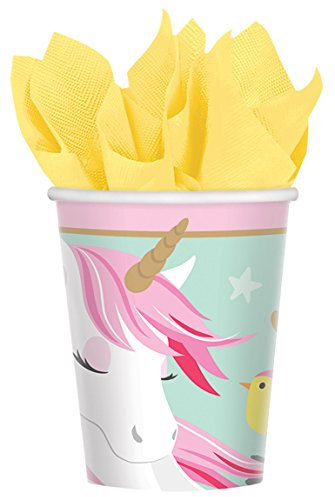 amscan 581929 - Tazas de papel para fiesta de cumpleaños, diseño de unicornio mágico, paquete de 8 unidades