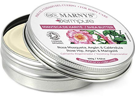 MARNYS Dermpure Sheabutter Hagebutte, Argan und Ringelblume, biologisch, 100% natürlich, 100 g