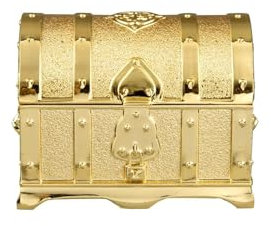 Feyarl Pirat Schatztruhe Gold Schmuckkästchen Schmuck Aufbewahrungbox Schmuckschatullen Retro Schatzkiste für Kinder Weihnachten Geburtstag Geschenk (Klein)