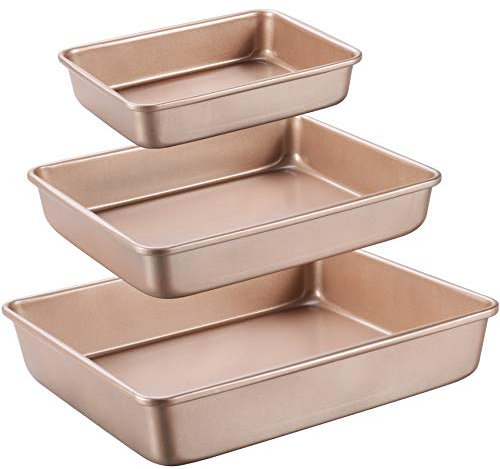 Papier cuisson 3 pièces Commercial en acier carbone anti-adhésif grille-pain à rôtir au four à pain de viande Jelly Roll Cookie Pizza rectangulaire Brownie Cake Poêles Doré baking sheet 3 piece