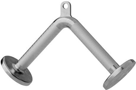 ScSPORTS® Griffe für Gym - Ergonomisch, bis 200 kg Belastbar, Gerändelte Grifffläche, Stahl, Verchromt - Parallelgriff, Kabelzuggriff, Rudergriff, Kabelzug, Latzug (V-Griff Gerändelt)