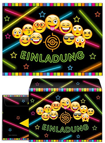 12 Einladungskarten incl. 12 Umschläge zum Kindergeburtstag Kinder Lasertag Mädchen Jungen Jungs