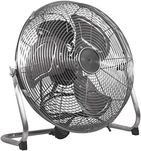 Prem-i-air Chrome 14 Inch (35 cm) Powerful Cooling Cold Air High Velocity Floor Air Circulator Fan with 3 Airflow Speed Settings, Quiet Operation For Use in Homes, Offices and Bedrooms