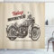 ABAKUHAUS Motorrad Duschvorhang, Chopper Art-Fahrrad, Stoffliches Gewebe Badezimmerdekorationsset mit Haken, 175 x 200 cm, Beige und Braun