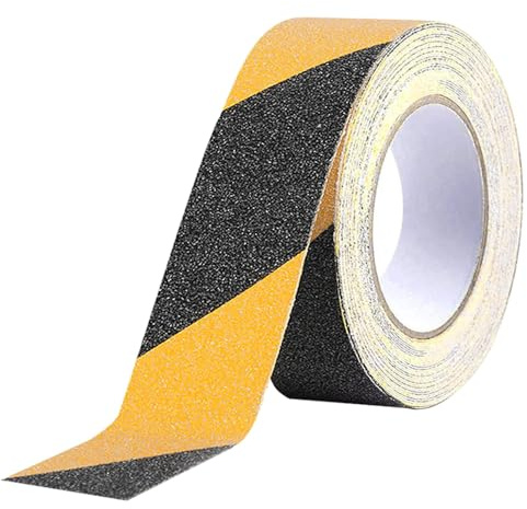 QitinDasen 10 M X 5 cm Schwarz-Gelb Anti-Rutsch Klebeband, Selbstklebend Antirutsch Klebeband, Hoher Traktion Sicherheitsband, für Drinnen und Draußen (1 Rolle)