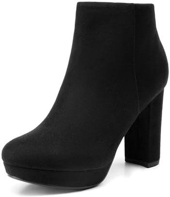 DREAM PAIRS Women's Stomp Black High Heel Ankle Bootie,Size 7,Black,Stomp