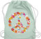 Turnbeutel Rucksack - Sprüche Statement - Peace Flower Power Hippie Peace Zeichen I Friedenszeichen I 90er I 70er - Unisize - Pastell Grün - festival turnsack statements 90 er tasche hippietasche