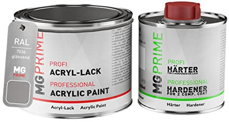 MG PRIME RAL 7036 Platingrau/Platinum grey Acryl-Lack glänzend 0,75 Liter / 750 ml Dose inkl. Härter