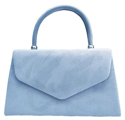 LeahWard Women's Clutch Bag Top Handle Wedding Suede Handbags 304 (Serenity)