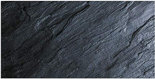 Teppich Läufer Stein-Optik Schiefer schwarz als Küchenteppich - Rutschfester Küchenläufer in 60x120 cm als Flur Brücke - Waschbarer Teppichläufer für Küche, Schlafzimmer, Wohnzimmer