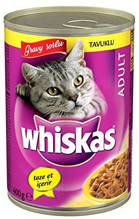 Whiskas Katzenfutter Nassfutter Adult 1+ mit Huhn in in Soße, 12 Dosen (12 x 400g)