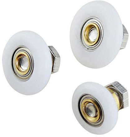 4 Stück Duschtür-Rollen, 19 mm / 23mm / 25mm / 27mm Ersatzrollen für Duschkabinentür mit Schraube (4Stück 19mm)