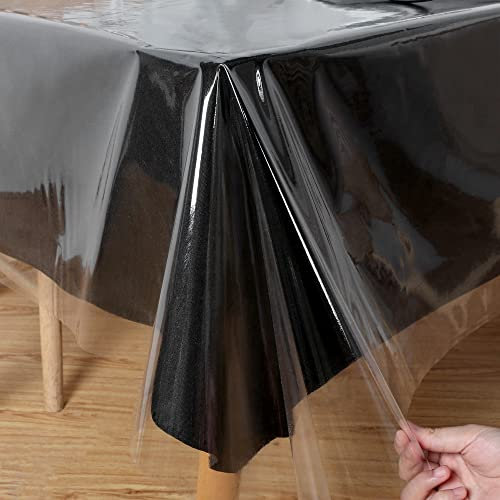 Obstal Transparente Kunststoff-Tischdecke, 137x305 cm, 100 % wasserdicht, öldicht, auslaufsicher, Vinyl, PVC-Tischdecke, abwischbar, rechteckig, Außen- und Innenanwendungen, transparent