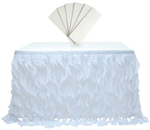 rismart Mehrschichtig Tüll Tischrock Tutu Tischbekleidung zum Geburtstag Hochzeit Parteien Weiß,77 H x L 275 cm