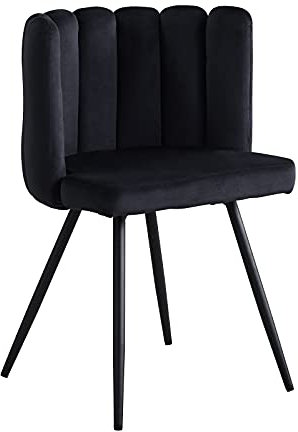 CLIPOP Schminktisch Stuhl, Lesesessel Bequem, Lounge & Cocktailsessel, Muschelsessel Weicher Kleiner Wohnzimmer Sessel mit Metal Leg, Polsterstuhl mit Armlehnen für Schlafzimmer (1, Schwarz)