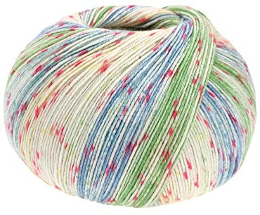 Lana Grossa Meilenweit 100 Seta Cocoon 3358 Zartrosa/Pistazie/Ecru/Grau/Graugrün/Jeans 100g