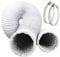 Omont Tumble Dryer Hose 100mm Ducting with 2 Clamps, 4 Inch Flexible Vent Kit Extractor Fan Ducting Aluminium Tube for Kitchen (White, 5 feet)