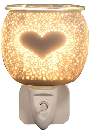 Aroma Electric Wax Melt Burner Plug In - White Satin Burst Heart