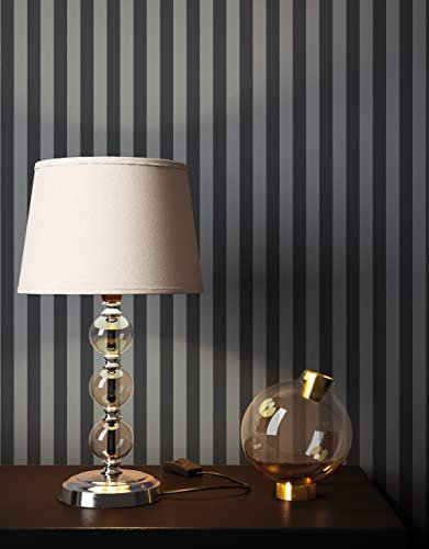 Newroom Tapete Schwarz Vliestapete Steifen - Streifentapete Landhaus Grau Anthrazit Blockstreifen Linien Romantisch inkl. Tapezier-Ratgeber