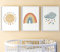 Sonnenschein Regenbogen Set aus 3 Ungerahmter Druck, Kunst im Boho-Stil, Kinderzimmer-Wandkunst, Kunst im Boho-Stil, Dekor im Babyzimmer, Unisex-Dekor, Spielzimmer-Poster, Regenwolke (A3)
