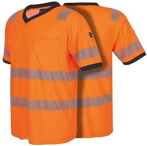 PRO FIT Warnschutz T-Shirt Neonorange Gr. 3XL - EN ISO 20471 Klasse 2 - UV-Schutz 40+ - Atmungsaktiv - Nachhatliger Lyocell-Mix - Allergikerfreundlich