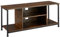tectake TV-Regal mit 4 offenen Fächern, 110/120 x 40 x 50,5 cm, Industrie-Design, Fernsehtisch Lowboard mit Verstellbarer Ablage, schwarzes Metallgestell (Industrial Dunkelbraun, 110 cm)