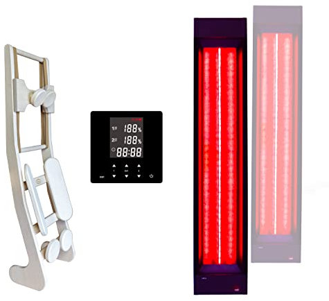 1x Infrarotstrahler InfraROTmed 500W + 1x 750W + Steuerung + Lehne, Tiefenwärme Vollspektrumstrahler für Sauna und Infrarotkabine, zum Nachrüsten oder Selberbauen