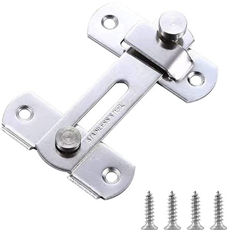 CL-Link Large Sliding Barn Door Lock Flip Door Latch Security Front Door Locks for Wine Cabinet Bathroom Outdoor Garage Garden Closet Door (180 Degrees Silver)