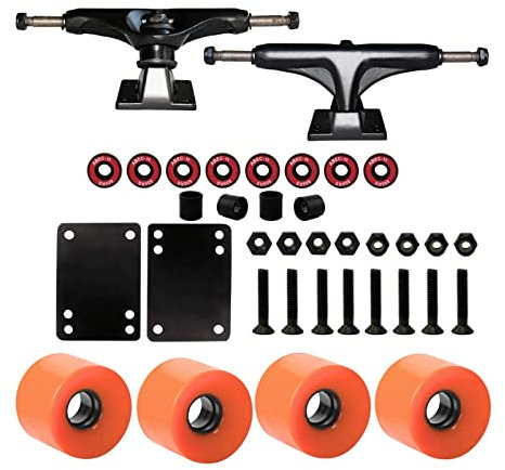 pistro Skateboard-Trucks, Skateboard-Räder 51 mm, Skateboard-Kugellager, Skateboard-Pads, Skateboard-Hardware-Ausrüstung – Orange