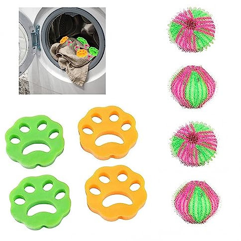crazy bean Tierhaarentferner Waschmaschine 8 Pcs Wäsche Haarfänger Haustier Flusenentferner Hundehaare und Katzenfell