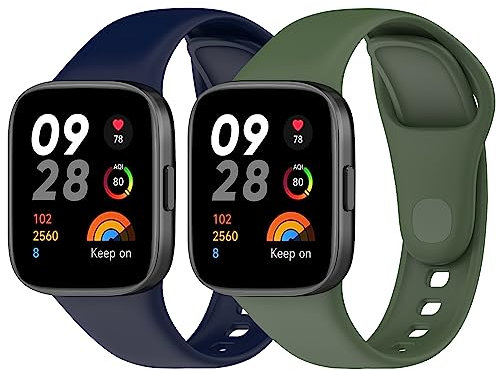 CHULN 2 PCS Sports Straps Redmi Watch 3, Soft and Breathable Silicone Strap Compatible with Xiaomi Redmi Watch 3 straps Replacement Band