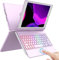 Teclado Español Ñ para iPad 10.2 9th 2021/8th 2020/7th 2019, Funda Teclado para iPad 9/8/7 Gen, Teclado Bluetooth de Carcasa Rígida Giratoria 360° con Touchpad y 7 Colores de Retroiluminación
