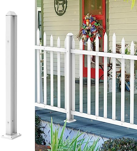 FLORALEAF PVC-Säule, 81,3 cm hoch, Weiß, langlebiger Pfosten für Garten, Vinyl, Lattenzaun, Jakobsmuschel