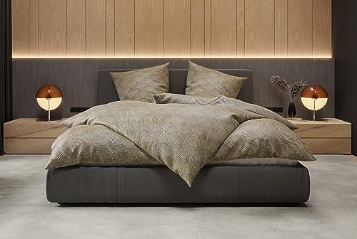Bettwaesche-mit-Stil Mako Satin Bettwäsche orientalische Dots anthrazit (Garnitur 200x200 + 2X 80x80)
