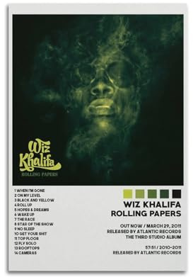 ceok Wiz Khalifa Poster Rolling Papers Moive Poster Wandkunst Dekor Druck Bild Gemälde für Wohnzimmer Schlafzimmer Dekoration 30 x 45 cm ungerahmt