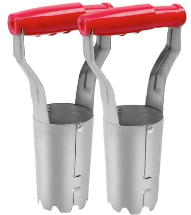 Jabrand 2-teiliges Zwiebel-Pflanzgefäß-Set, biegungsfreies Edelstahl-Bodenentfernungswerkzeug mit 10,2 cm Tiefenmarkierung zum Pflanzen, Graben, Tulpen, Narzissen, Dahlien