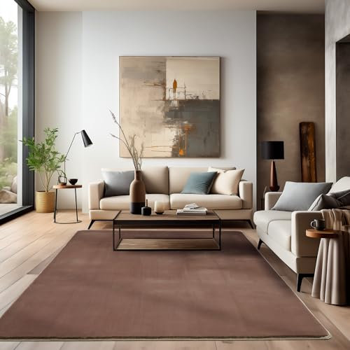 HomebyHome Shaggy Teppich Wohnzimmer 120 x 170 cm - Hochflor Wohnzimmerteppich Beige Extra Weich und Flauschig - Langflor Teppiche für Schlafzimmer, Küche, Flur - Carpet, Halı, Kilim