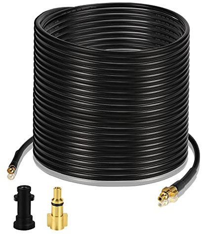 Daromigo Manguera de limpieza de tuberías de 30 m, 180 bar, manguera de alta presión a 60 °C, juego de limpieza de tuberías con adaptador para limpiadores de alta presión