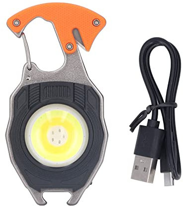 Lampe De Poche Porte-clés LED Multifonctionnelle-Mini Lampe De Secours De Poche Rechargeable avec Ouvre-Bouteille, Briquet-3 Modes