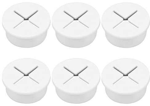 TiamaraEon 6pcs Cable Grommet Kit, White Rubber Grommets, Desk Grommet Cable Organizer for Home and Desk Surface Port Hole Covers, 25mm Diameter