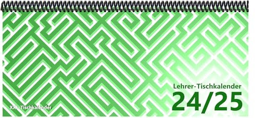Lehrer - Tischkalender 2024/25: XXL-Tischkalender, Bunt-Kalender Labyrinth grün 14,5 x 32,5 cm
