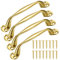 Heozhuyi 4 Piezas Tirador de Puerta, Tiradores de Armario oros, Manijas para Puerta de Granero, Tiradores de Muebles, Tiradores Forma de Arco para Jardín Puerta Madera, con Tornillos - 129 mm