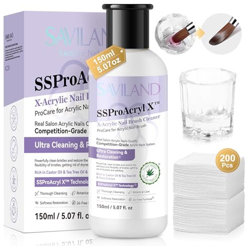 Saviland Nettoyant pour pinceaux de Gel Ongle 150 ml: Nettoyant pour Pinceaux Acryliques, Nettoyant d'Ongles, Nettoyant pour Vernis à Ongles U V LED, Dégraissant pour Ongles