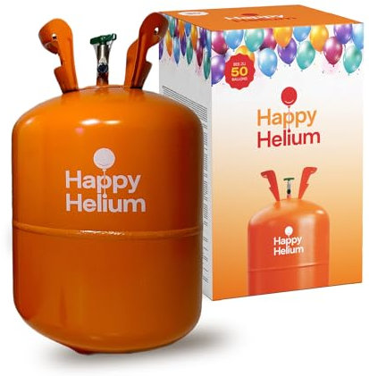 Happy Helium® 2x Ballongas Helium für bis zu 50 Luftballons | Heliumgas mit Füllventil - Balloon Gas 400 Liter (0,4 m³) für Geburtstag, Hochzeit, Party