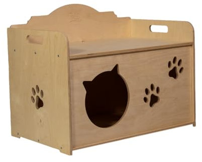 Fiocca®- Cuccia per gatto in legno di betulla 54x44x35cm Made in Italy, 100% naturale realizzata nel rispetto dell'ambiente - Desing OLA (impero)