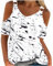 HAOLEI UK Clearance Cold Shoulder Tops for Women UK Elegant Sexy Floral Dressy Top Summer Off The Shoulder T-Shirt V-Neck Short Sleeve Tee Shirts Cute Vintage Print Boho Going Out Blouse Tunic